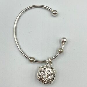 Vintage Y2K Silver Tone Purse Charm Cuff Bracelet Retro Boho Style Classic